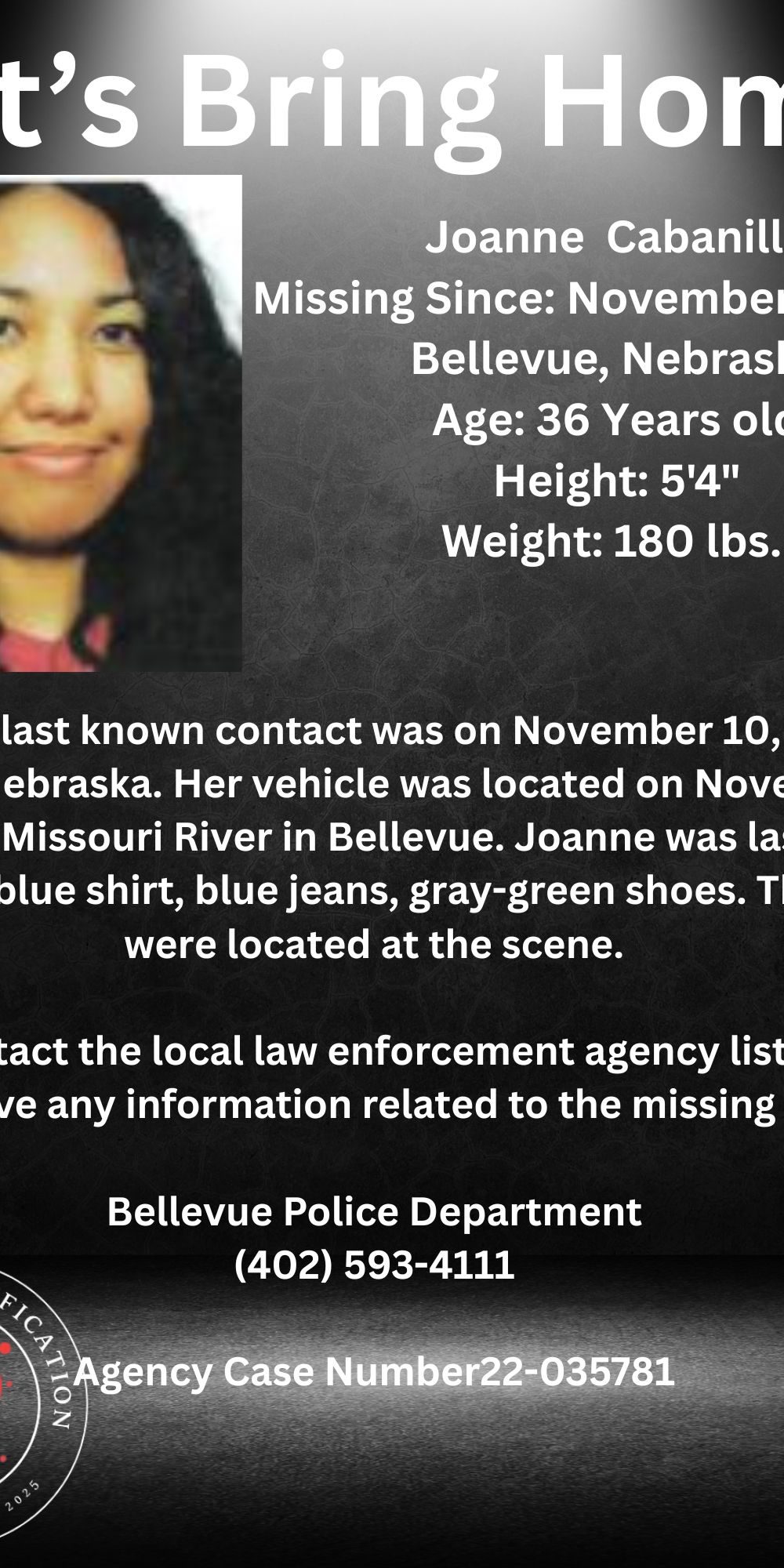 Joanne Cabanilla missing person flyer