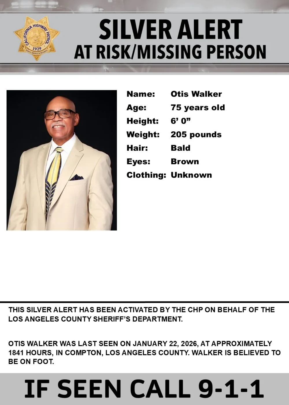 Otis Walker missing person flyer