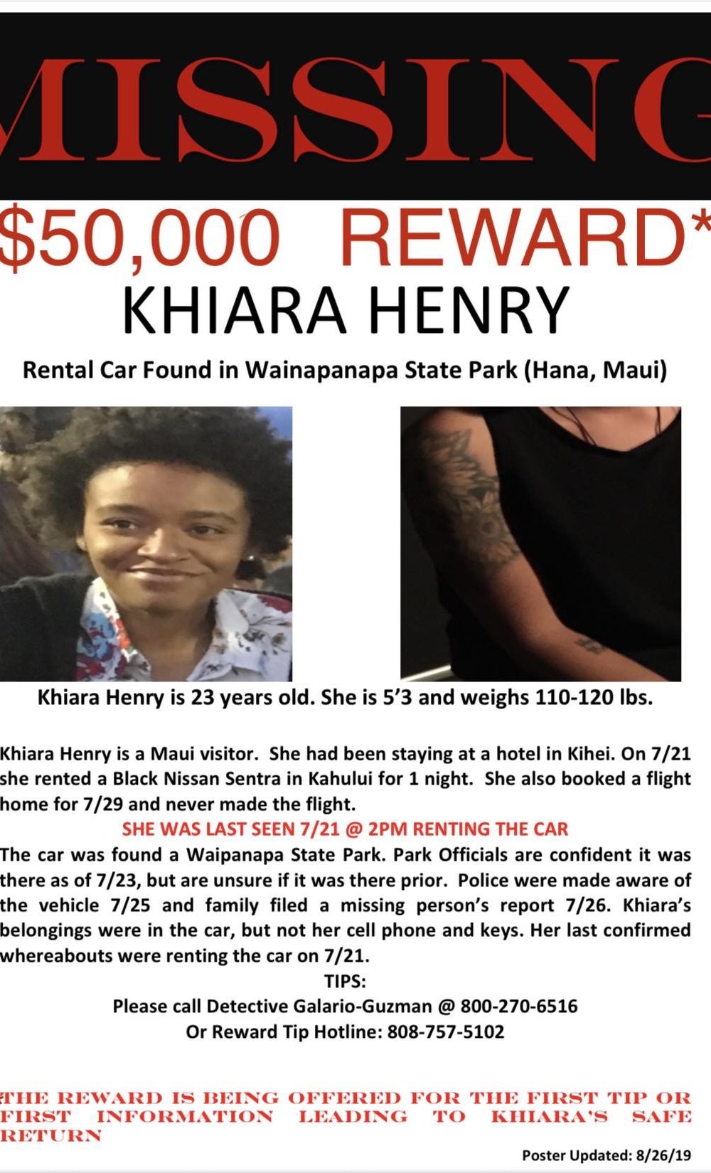 Khiara Henry missing person flyer