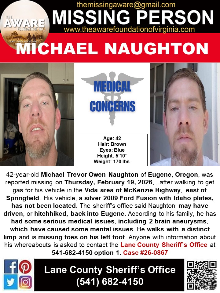 Michael Naughton missing person flyer