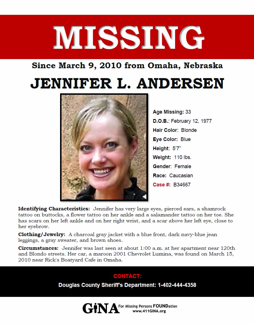 Jennifer Andersen missing person flyer