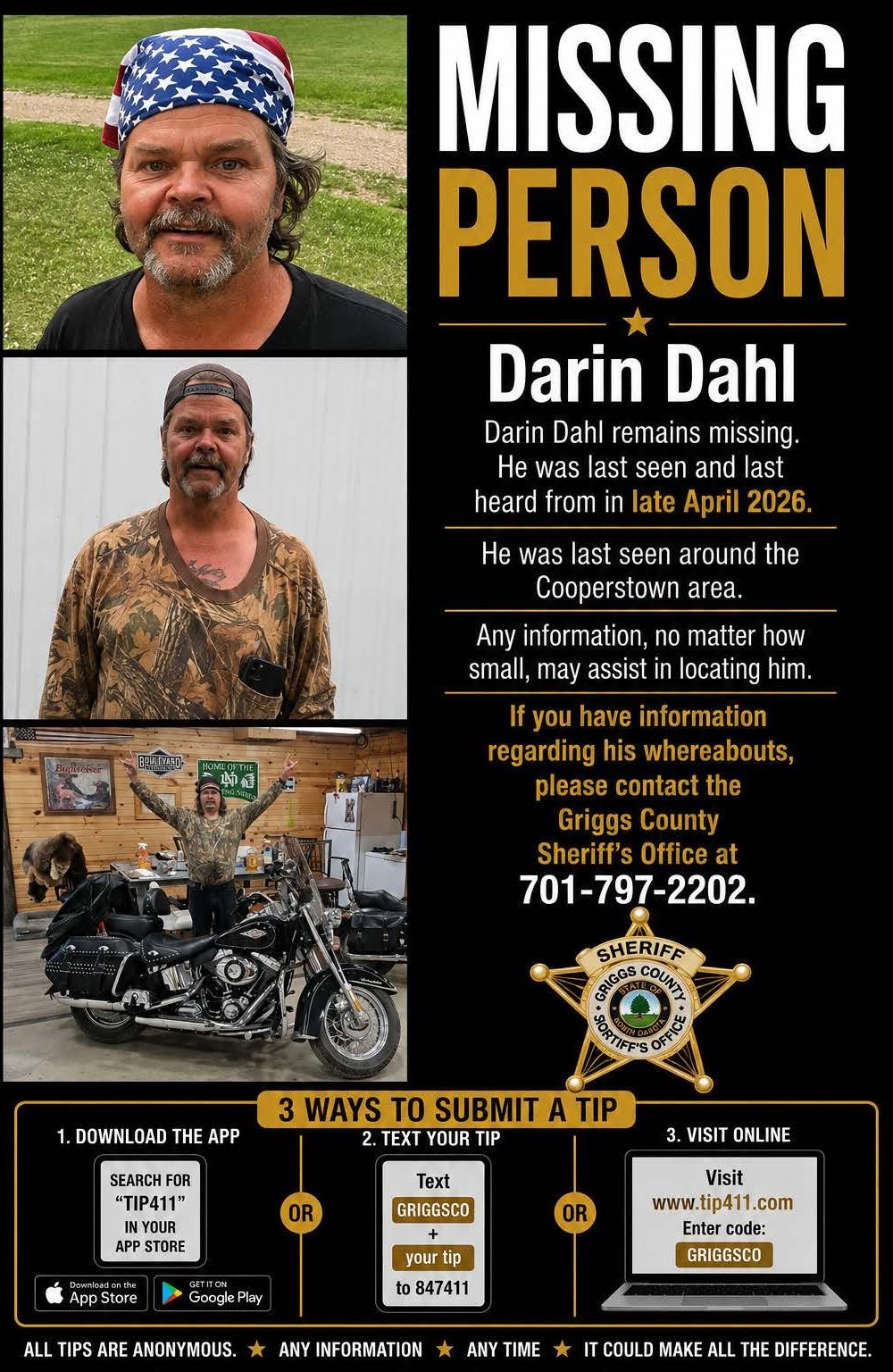 Darin Dahl missing person flyer